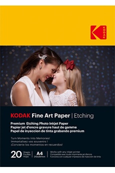Fine Art Paper - Papier Photo Haut de Gamme Texture, Pack de 20 feuilles, Format A4 (21 x 29.7 cm), Finition Mate Effet Gravure, 210 gsm, Compatible Bon état Kodak reconditionné disponible sur Darty | Dero