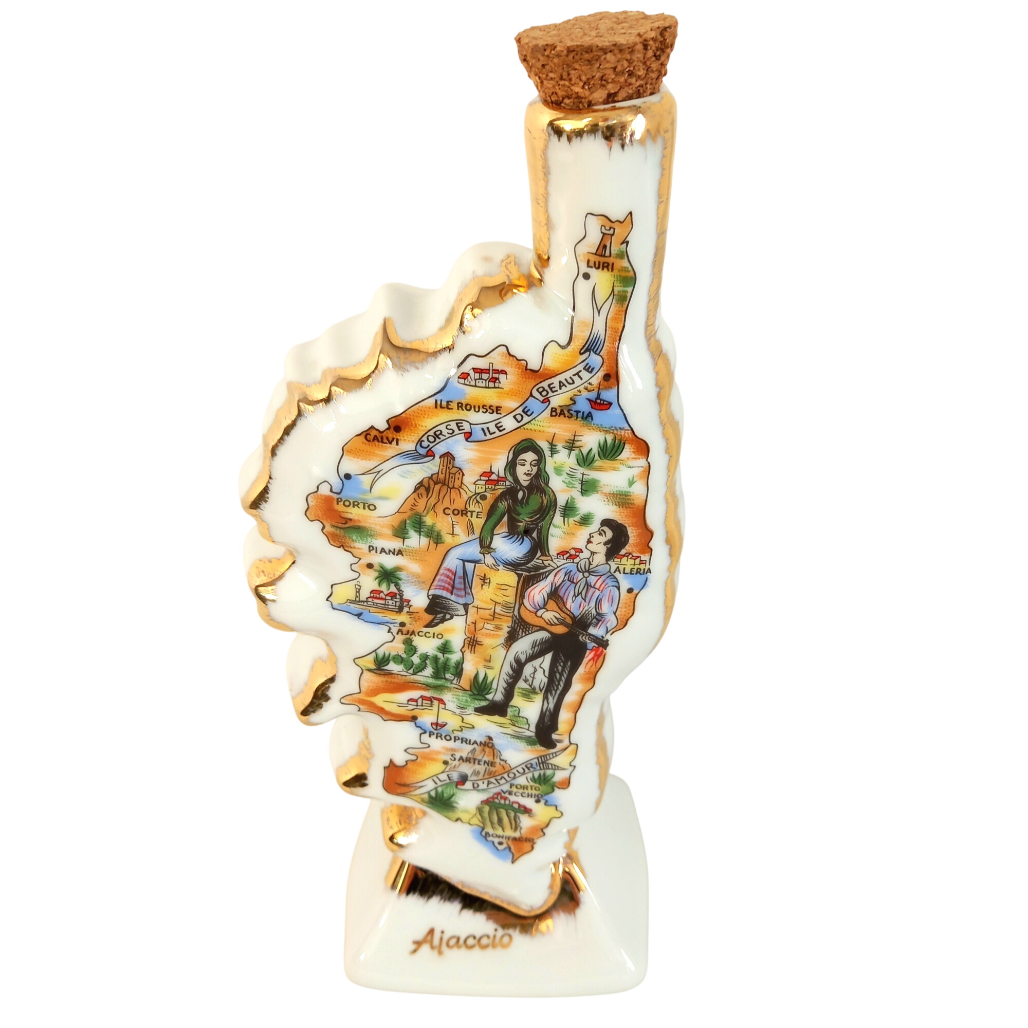 Flacon en céramique représentant la Corse Très bon état - 13,60 € Flacon en céramique représentant la Corse Très bon état reconditionné disponible sur Label Emmaüs