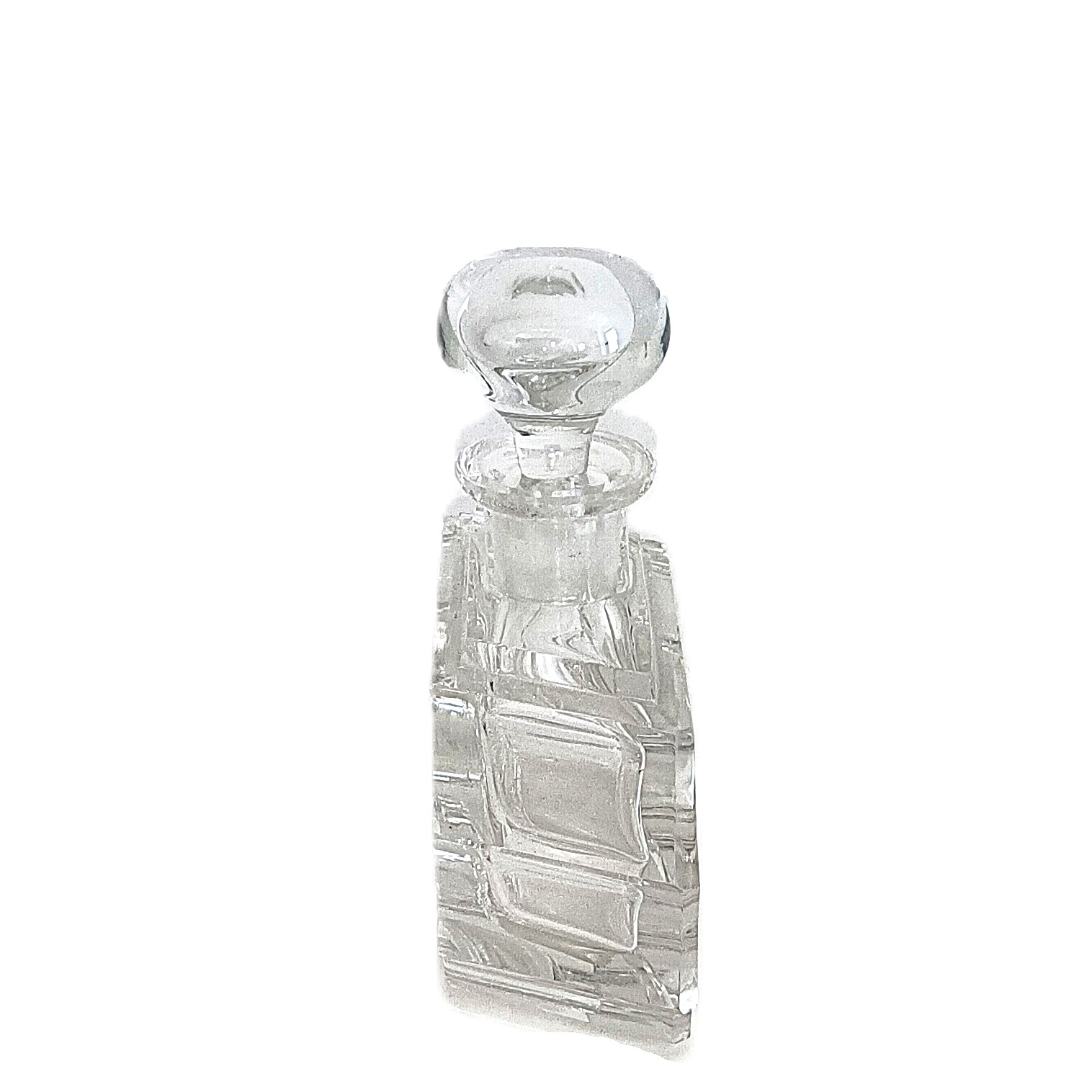 Voir photo 2 de Flacon en verre taillé vintage avec bouchon assorti – Élégance et raffinement Flacon en verre taillé vintage avec bouchon assorti – Élégance et raffinement Bon état reconditionné photo 2