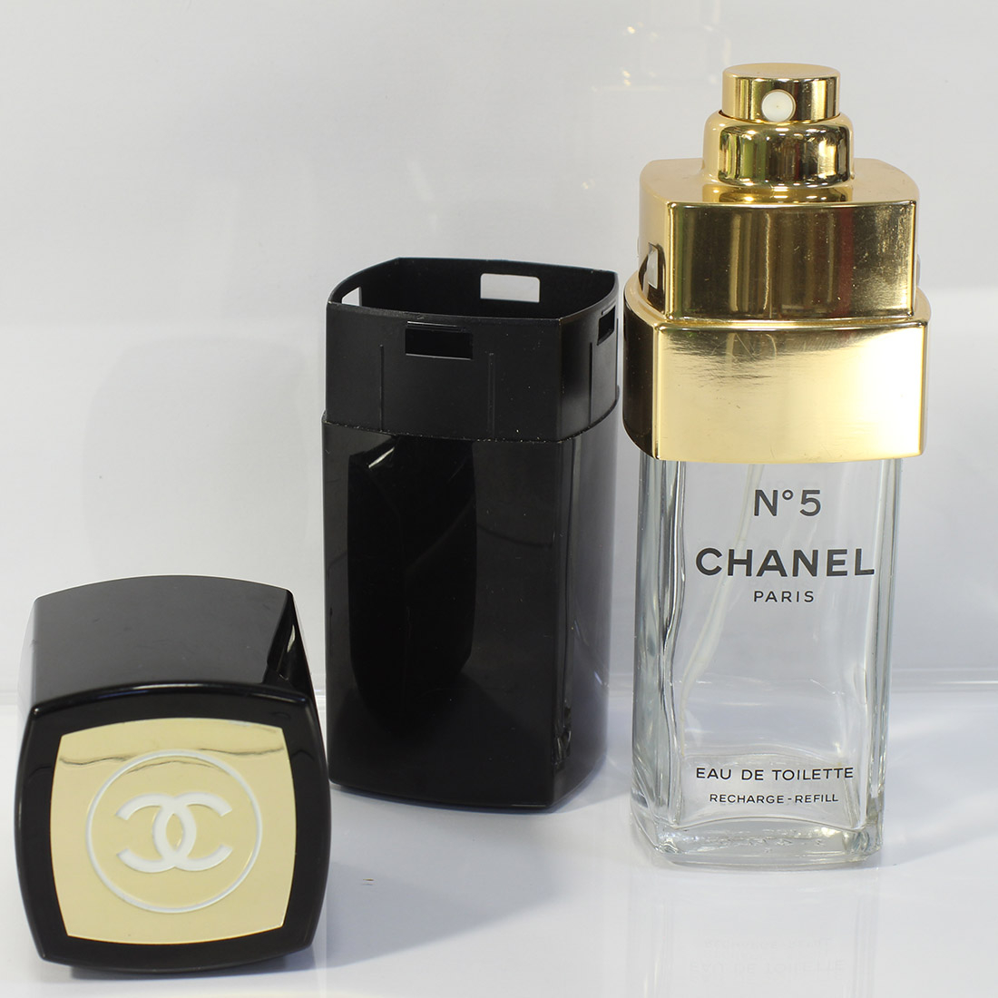 Voir photo 2 de Flacon rechargeable vide 100 ml Chanel N 5 Flacon rechargeable vide 100 ml Chanel N 5 État correct reconditionné photo 2