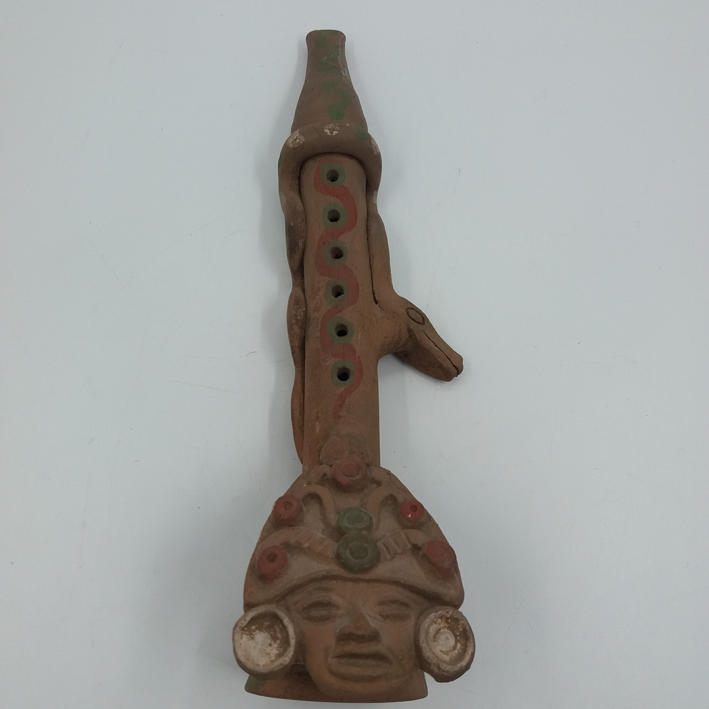 Voir photo 2 de Flute vintage en terre cuite. Réplique maya / aztèque. Fabriquée à la main. Flute vintage en terre cuite. Réplique maya / aztèque. Fabriquée à la main. Très bon état reconditionné photo 2