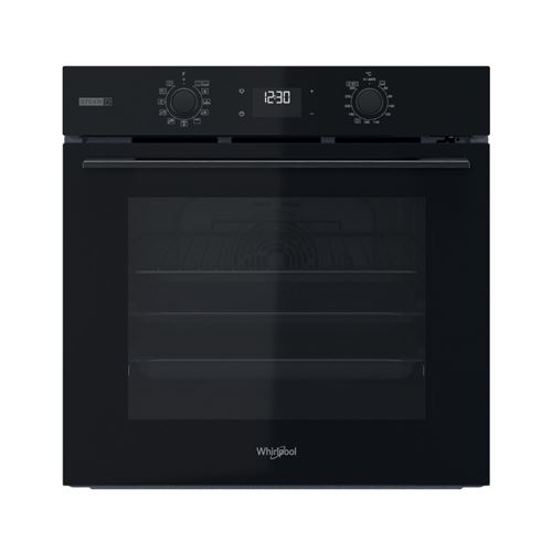 Four multifonction, pyrolyse, black, 71 L, chaleur pulsee, porte froide, rail telescopique, fermeture douce, vapeur Steam+, ligne Origin+ État correct Whirlpool reconditionné disponible sur Fnac
