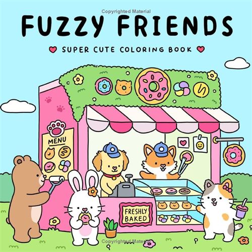 Fuzzy Friends – Livre de coloriage super mignon pour adultes et ados | 40 illustrations d’animaux adorables, pages recto seul État correct N/A reconditionné disponible sur Fnac