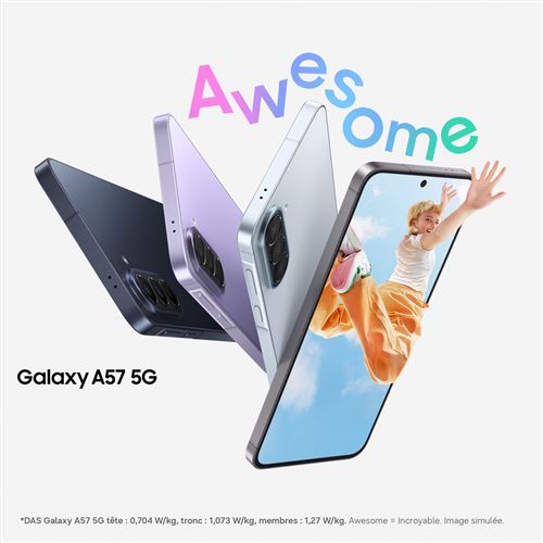 Galaxy A57 (5G) 256 Go, Gris - Bon état Bon état Samsung reconditionné photo 2 | Dero
