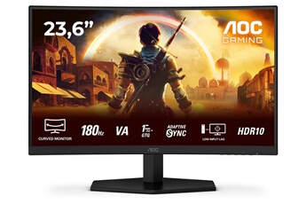 Gaming C24G42E - Ecran LED - jeux - incurvé - 24" (23.6" visualisable) - 1920 x 1080 Full HD (1080p) @ 180 Hz - Fast VA - 250 cd/m² - 3000:1 - HDR10 Bon état AOC reconditionné disponible sur Darty