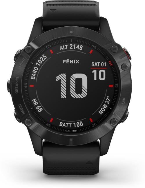 Garmin fenix 6 Pro - 47 mm - noir - montre de sport avec bande - silicone - noir - taille du poignet : 125-208 mm - affichage 1.3" - 32 Go - Bluetooth, Wi-Fi, ANT+ - 60 g État correct Garmin reconditionné disponible sur Fnac
