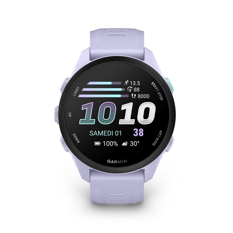Garmin Forerunner 70 Montre connectée GPS AMOLED 1,2 Cool Lavender Noir capteur fréquence cardiaque et SpO2 - Excellent état Parfait état Garmin reconditionné disponible sur Pixmania | Dero
