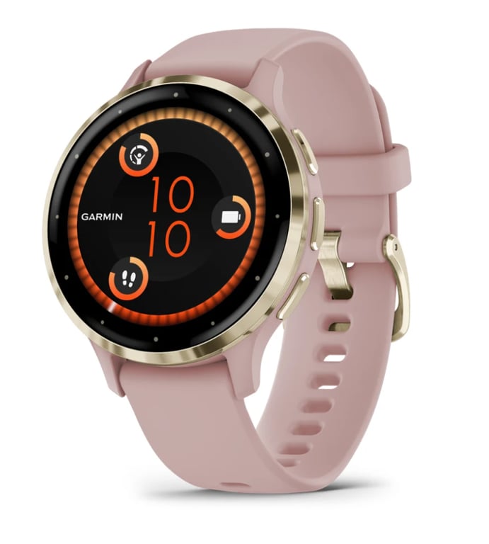 Garmin Venu 3S 3,05 cm (1.2 ) AMOLED 41 mm Numérique 390 x 390 pixels Écran tactile Or, Rose Wifi GPS (satellite) - Excellent état Parfait état Garmin reconditionné disponible sur Pixmania