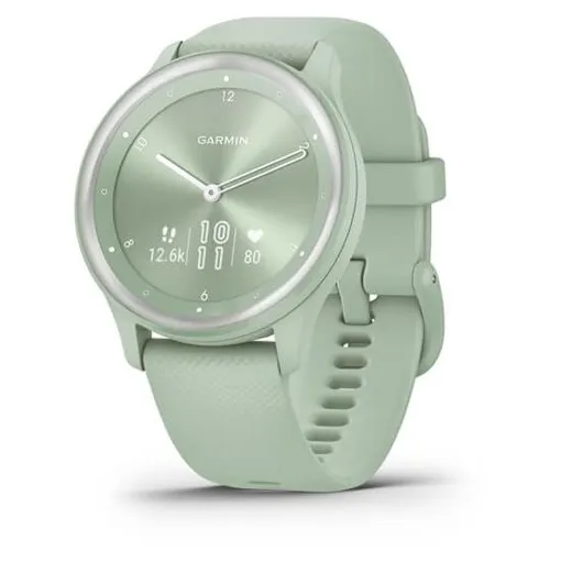 Garmin vívomove Sport - Menthe fraîche avec accents argentés - Montre connectée avec bracelet - silicone - taille du poignet : 125-190 mm - monochrome - Bluetooth, ANT+ - 19 g Bon état reconditionné disponible sur Rakuten