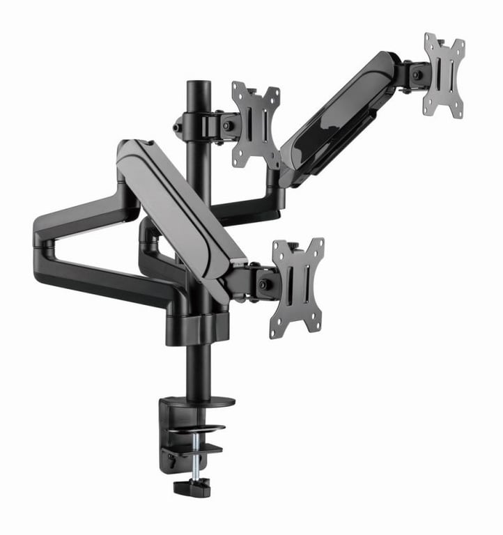 Gembird MA-DA3-01 Bras de montage réglable sur bureau pour 3 moniteurs (plein mouvement), 17``-27``, jusqu'à 7 kg - Bon état Bon état Gembird reconditionné disponible sur Pixmania
