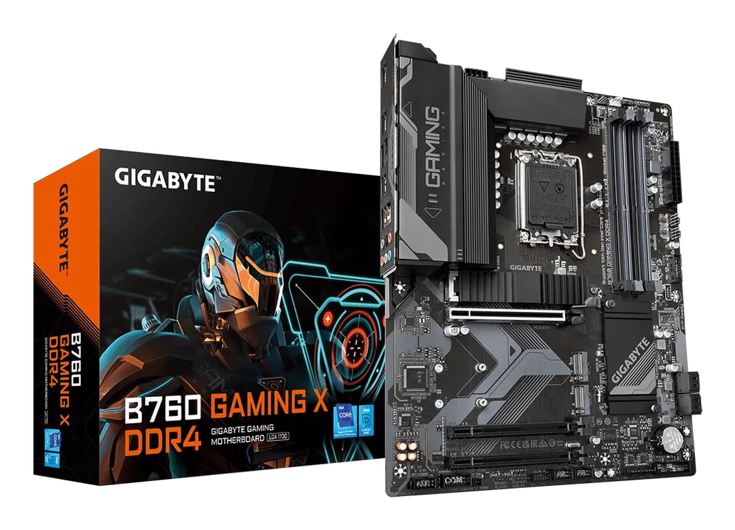 GIGABYTE B760 GAMING X DDR4 Carte Mère - Prend en charge les processeurs Intel Core de 14e génération, VRM numérique 8+1+1 phases, jusqu'à 5333MHz DDR4 (OC), 3xPCIe 4.0 M.2, LAN 2.5GbE, USB 3.2 Gen 2 - Excellent état Parfait état Gigabyte reconditionné disponible sur Pixmania