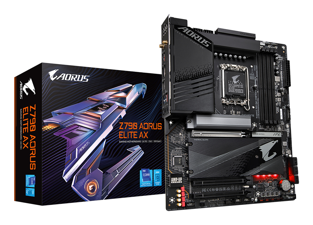 GIGABYTE Z790 AORUS ELITE AX Carte Mère - Prend en charge les processeurs Intel Core 14e génération, 16*+2+1 Phases VRM Numérique, jusqu'à 7600MHz DDR5 (OC), 4xPCIe 4.0 M.2, Wi-Fi 6E, 2.5GbE LAN, USB 3.2 Gen 2x2 - Excellent état Parfait état Gigabyte reconditionné disponible sur Pixmania