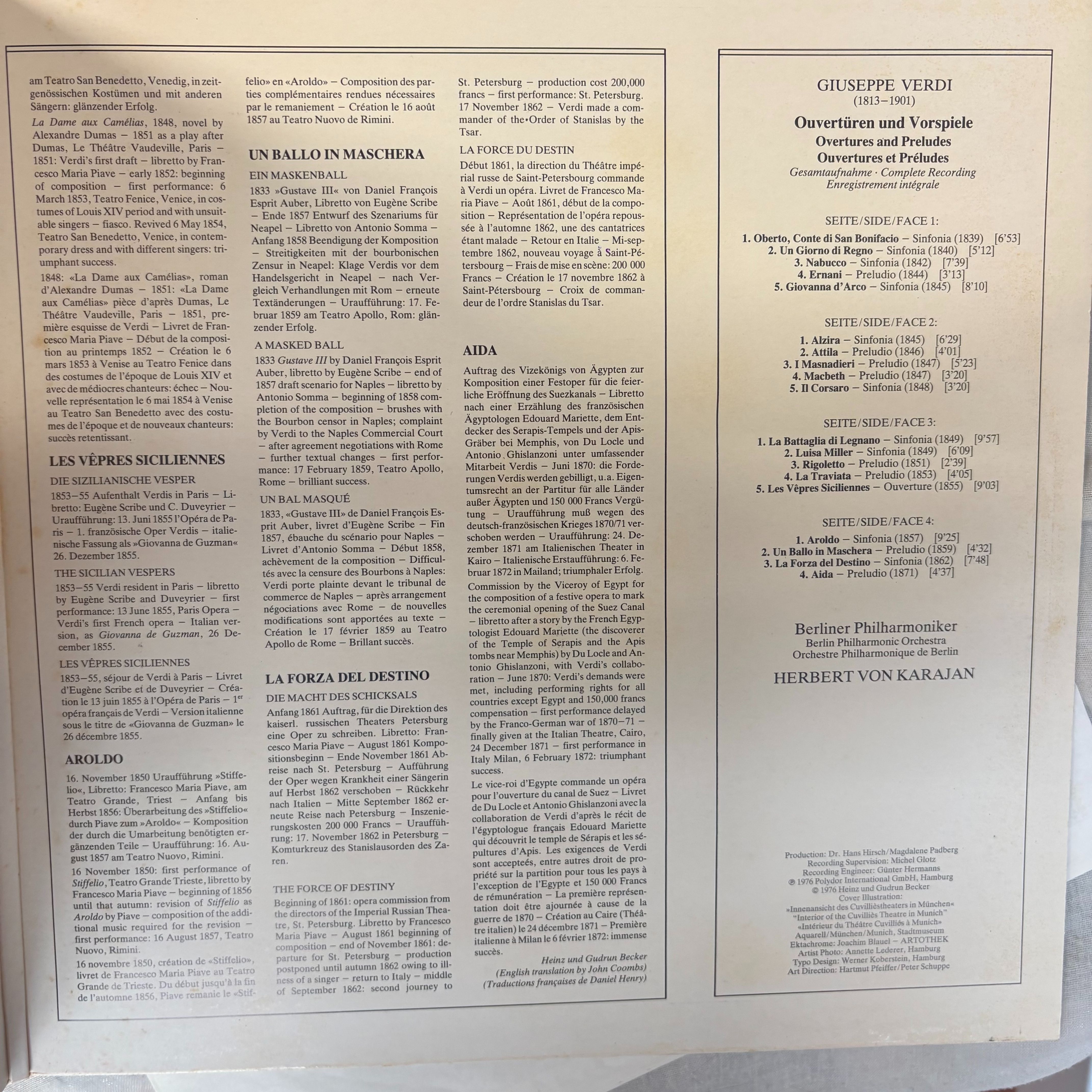 Voir photo 5 de Giuseppe Verdi "Ouvertures Et Préludes intégrale" 2 Vinyles 33t 1976 Giuseppe Verdi "Ouvertures Et Préludes intégrale" 2 Vinyles 33t 1976 Bon état reconditionné photo 5