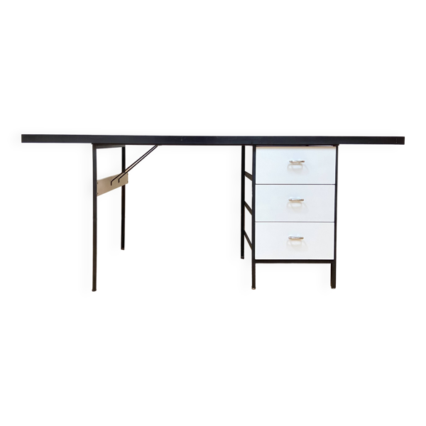 Grand bureau noir et blanc Georges Nelson pour Herman Miller, Usa, vers 1950. Bon état reconditionné (offre indisponible)