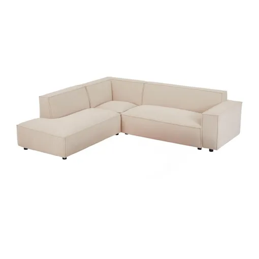 Grand canapé d'angle gauche en velours côtelé beige BORORE de Pascal Morabito Bon état reconditionné disponible sur Rakuten