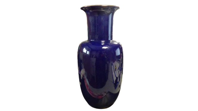 Voir photo 4 de Grand vase bleu Chinois motif oiseaux et fleurs (40 cm) Grand vase bleu Chinois motif oiseaux et fleurs (40 cm) Bon état reconditionné photo 4