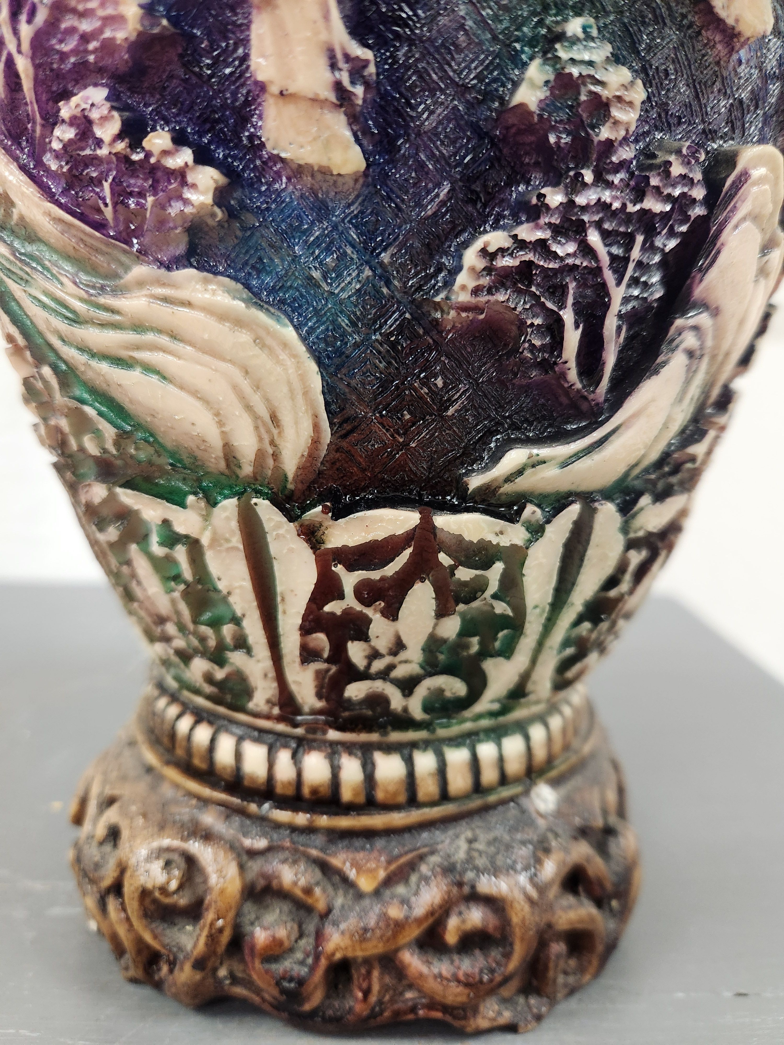 Voir photo 12 de Grand vase décoratif style Asiatique en résine coloré Grand vase décoratif style Asiatique en résine coloré reconditionné photo 12