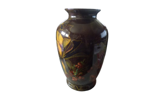 Voir photo 13 de Grand vase noir à motifs floraux Grand vase noir à motifs floraux reconditionné photo 13