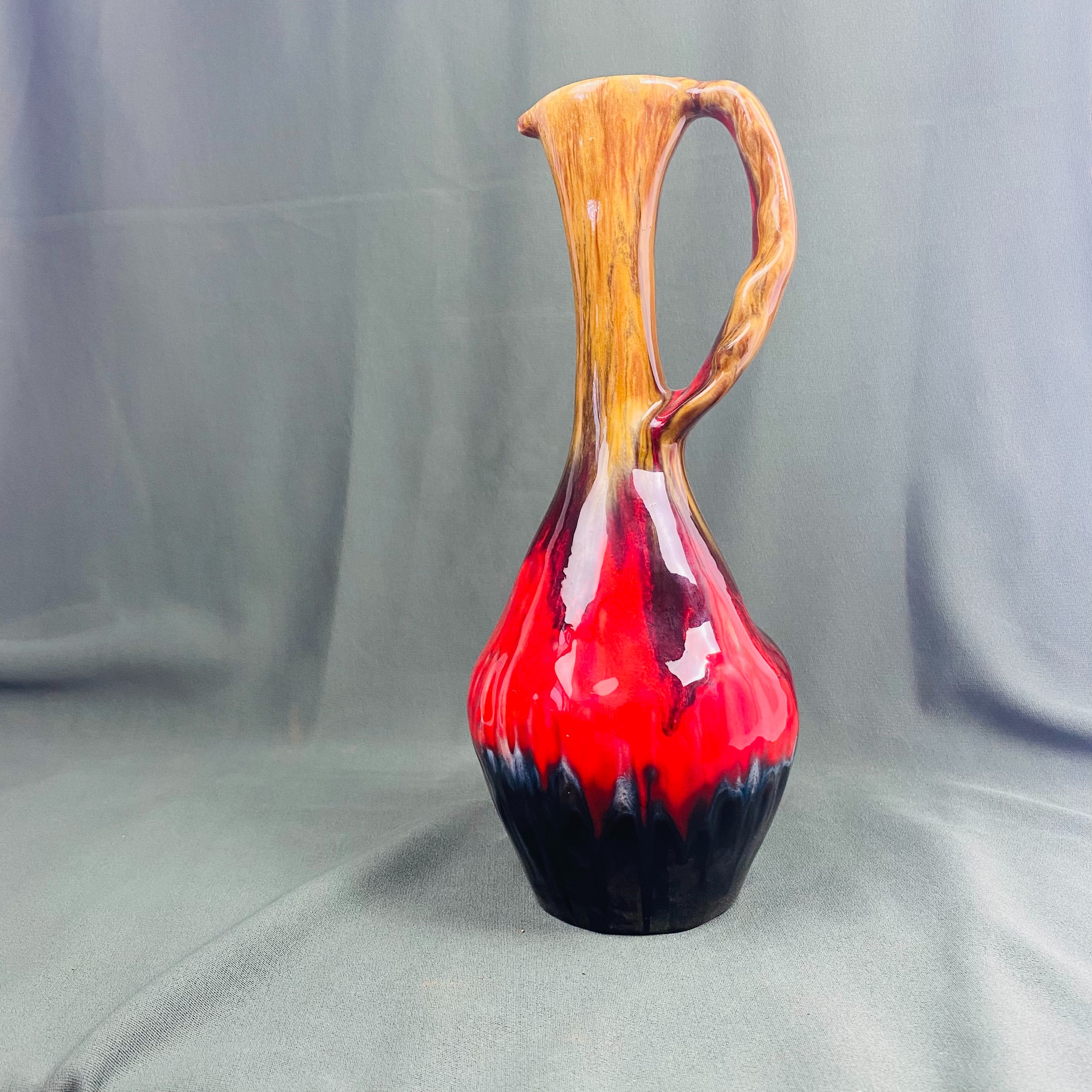 Voir photo 2 de Grand vase pichet vintage en céramique flammée Années 50/60 Grand vase pichet vintage en céramique flammée Années 50/60 reconditionné photo 2