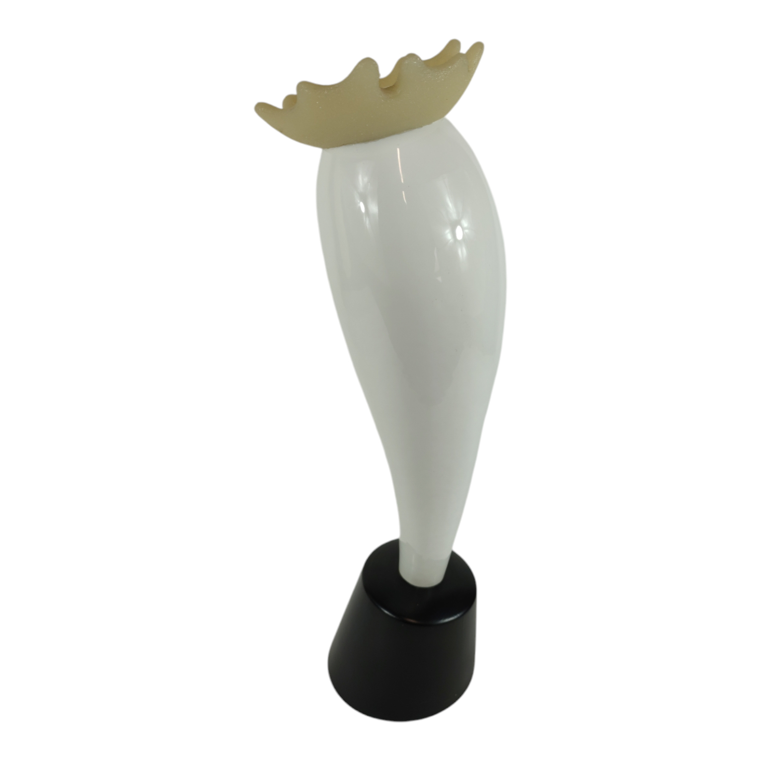 Voir photo 2 de Grand vase signé "Chamb et Loza" - Designers France - en céramique - pied bois Grand vase signé "Chamb et Loza" - Designers France - en céramique - pied bois Bon état reconditionné photo 2