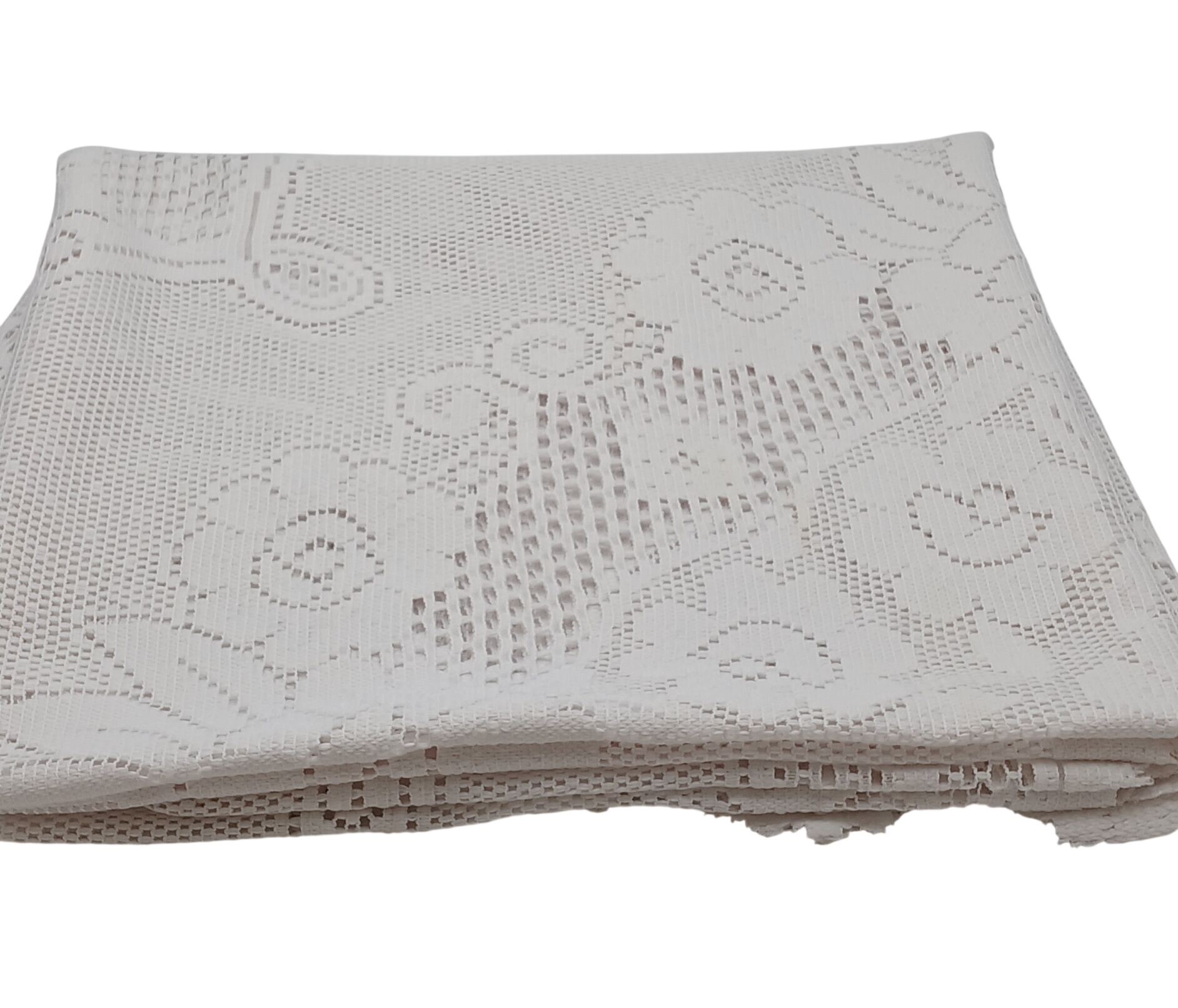 Grande nappe ovale en dentelle mécanique au motif romantique - fleuri - 11,50 € Grande nappe ovale en dentelle mécanique au motif romantique - fleuri reconditionné disponible sur Label Emmaüs
