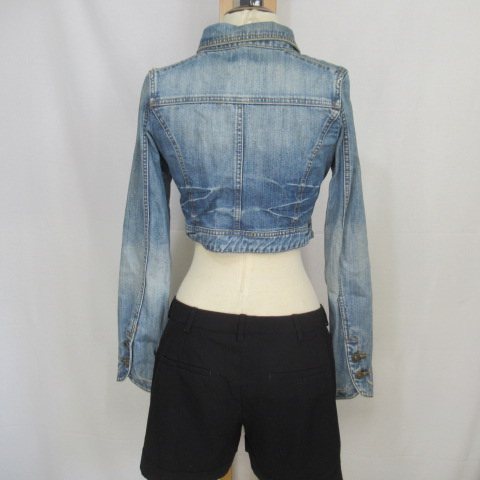 Voir photo 2 de HF83 - Veste courte en jean - Pastille Menthe - Taille 36 HF83 - Veste courte en jean - Pastille Menthe - Taille 36 Bon état reconditionné photo 2