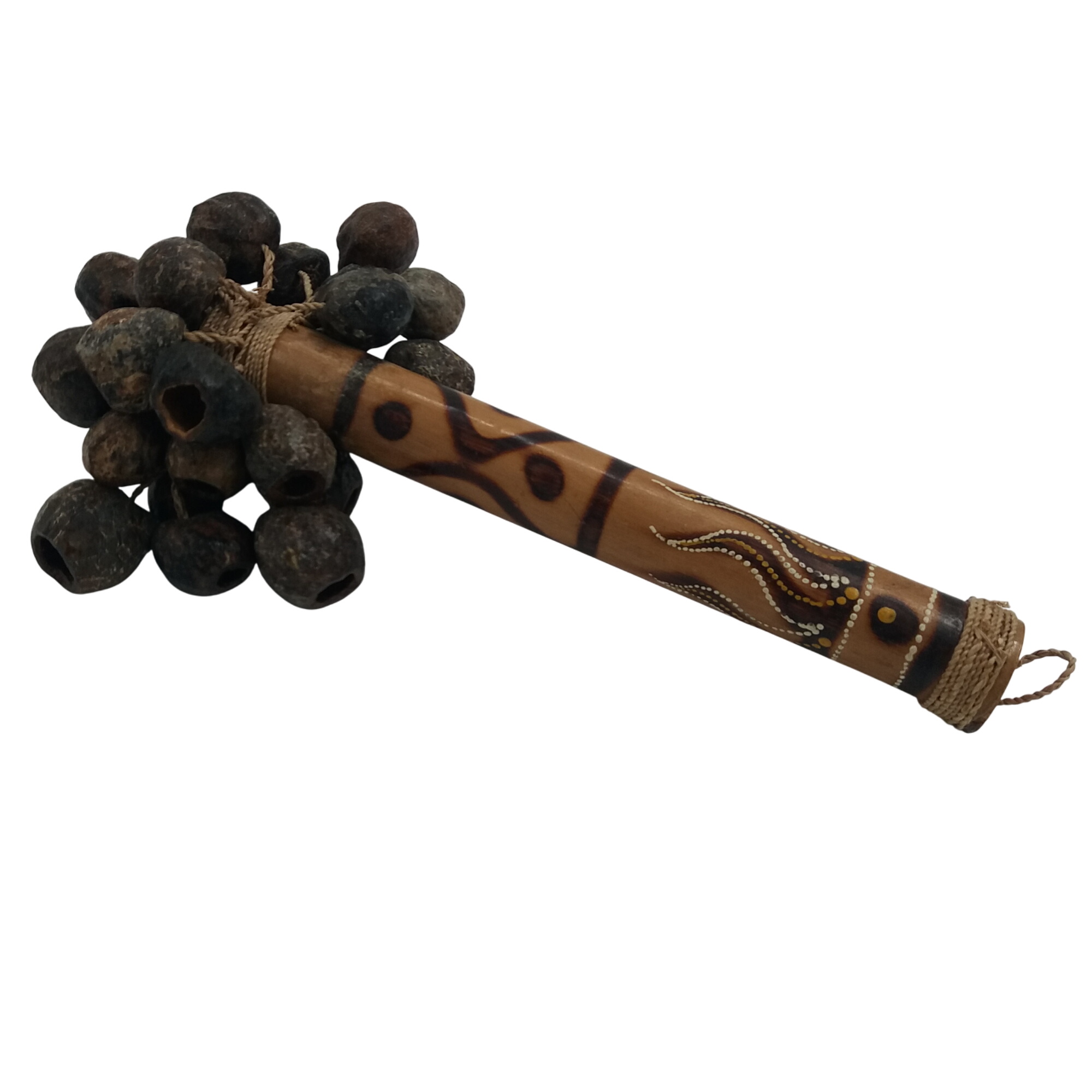 Hochet / instrument de musique artisanal. Indonésien / balinais. Graines noix de tapar et bambou. Manche décoré. Très bon état - 18,00 € Hochet / instrument de musique artisanal. Indonésien / balinais. Graines noix de tapar et bambou. Manche décoré. Très bon état reconditionné disponible sur Label Emmaüs