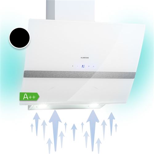 Hotte aspirante - Klarstein Clara 60 - Hotte inclinée - 509m³/h - CEE A++ - 3 vitesses - Blanc État correct N/A reconditionné disponible sur Fnac