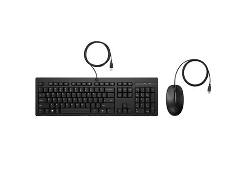HP 225 - Ensemble clavier et souris - ambidextre, disposition en 3 zones, course de touche standard - 100% - full size - USB - Français - noir État correct reconditionné disponible sur Fnac