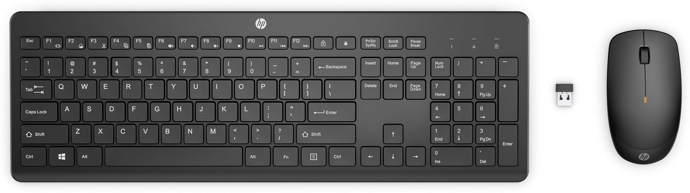 HP 235 - Ensemble clavier et souris - disposition à 3 zones, déplacement de touche à faible profil - full size - sans fil - 2.4 GHz - Français - noir - Smart Buy - Excellent état Parfait état Hewlett-Packard reconditionné disponible sur Pixmania