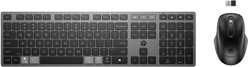 HP 725 - Ensemble clavier et souris - multi-appareils, rechargeable, alimenté par SuperCapacitor - full size - sans fil - Bluetooth, 2.4 GHz - Français - noir tombée de nuit - Smart Buy État correct N/A reconditionné disponible sur Fnac