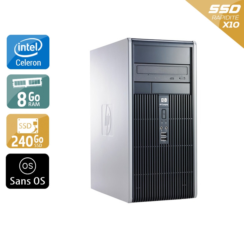 HP Compaq dc7900 Tower Celeron Dual Core - 8Go RAM 240Go SSD Sans OS État correctOccasion certifiée reconditionnée Bon état reconditionné disponible sur Kiatoo