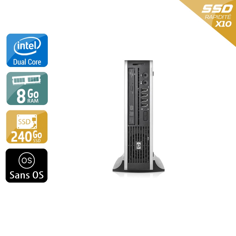 HP Compaq Elite 8000 USDT Dual Core - 8Go RAM 240Go SSD Sans OS  Très bon étatOccasion certifiée reconditionnée Bon état reconditionné disponible sur Kiatoo