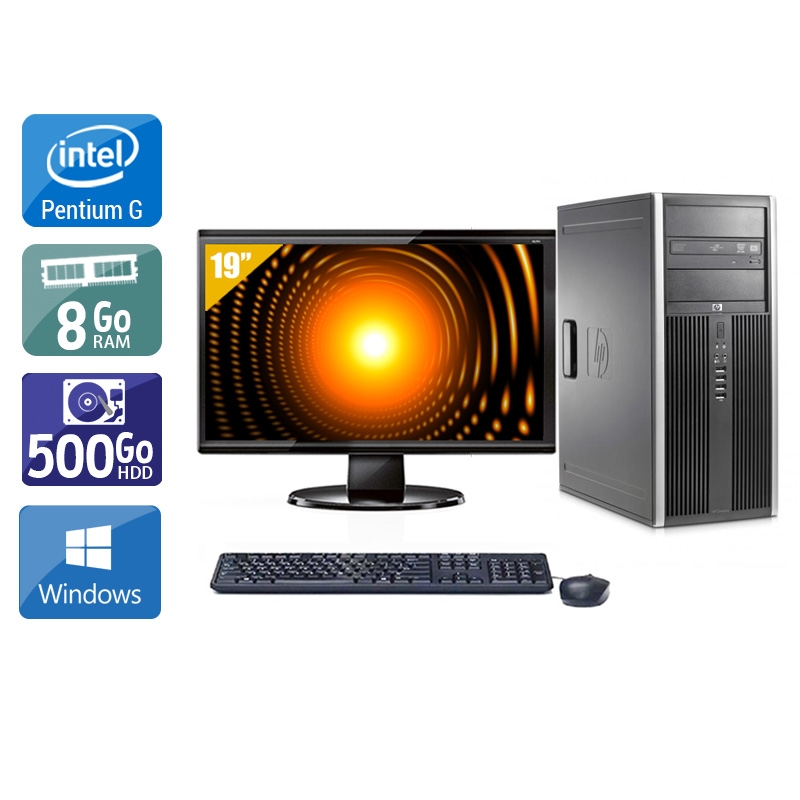 HP Compaq Elite 8100 Tower Pentium G Dual Core + Écran - 19'' 8Go RAM 500Go HDD Windows 10 Bon étatOccasion certifiée reconditionnée Bon état reconditionné disponible sur Kiatoo | Dero