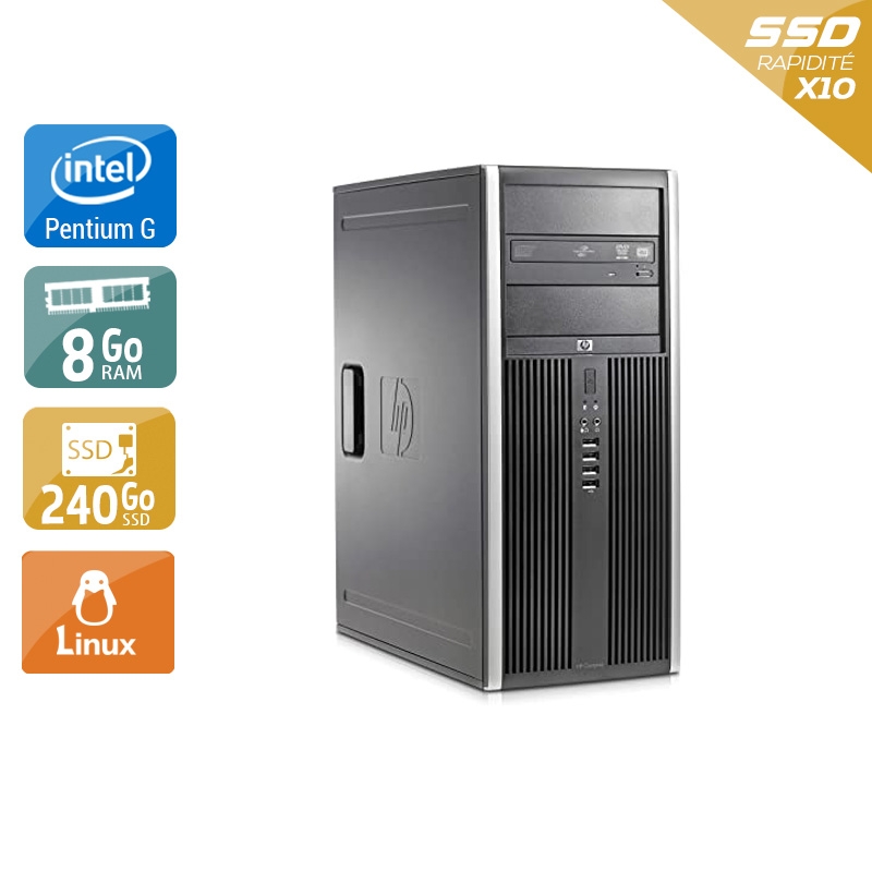 HP Compaq Elite 8300 Tower Pentium G Dual Core - 8Go RAM 240Go SSD Linux État correctOccasion certifiée reconditionnée Bon état reconditionné disponible sur Kiatoo