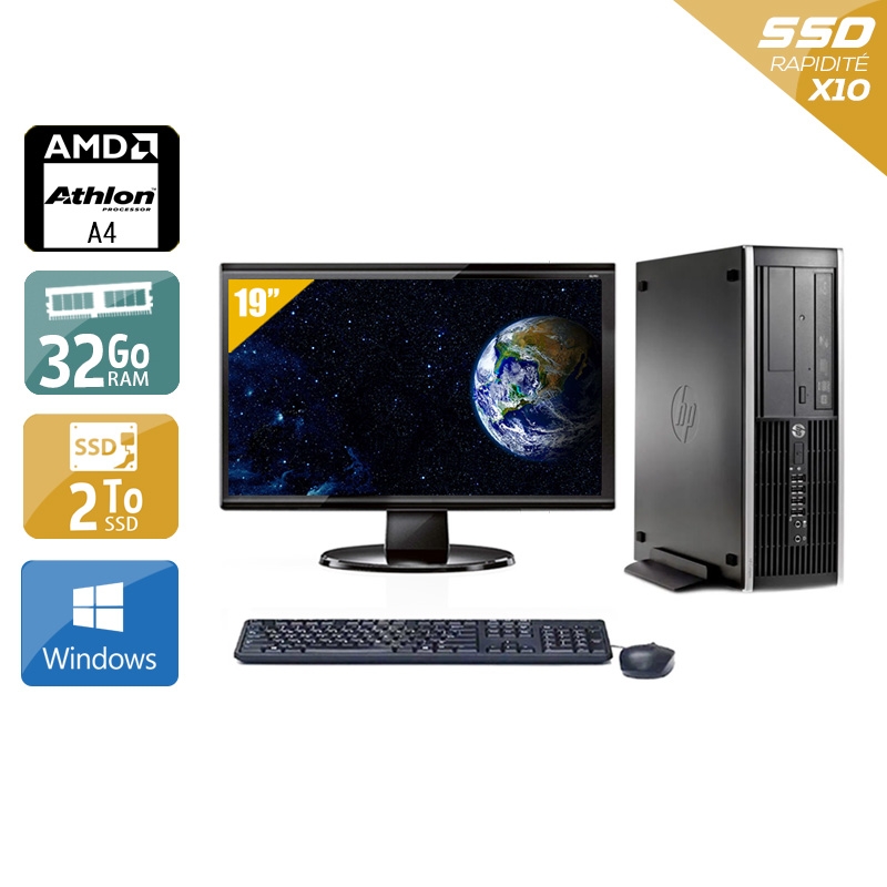 HP Compaq Pro 6305 SFF AMD A4 + Écran - 19'' 32Go RAM 2To SSD Windows 10 Bon étatOccasion certifiée reconditionnée Bon état reconditionné disponible sur Kiatoo | Dero