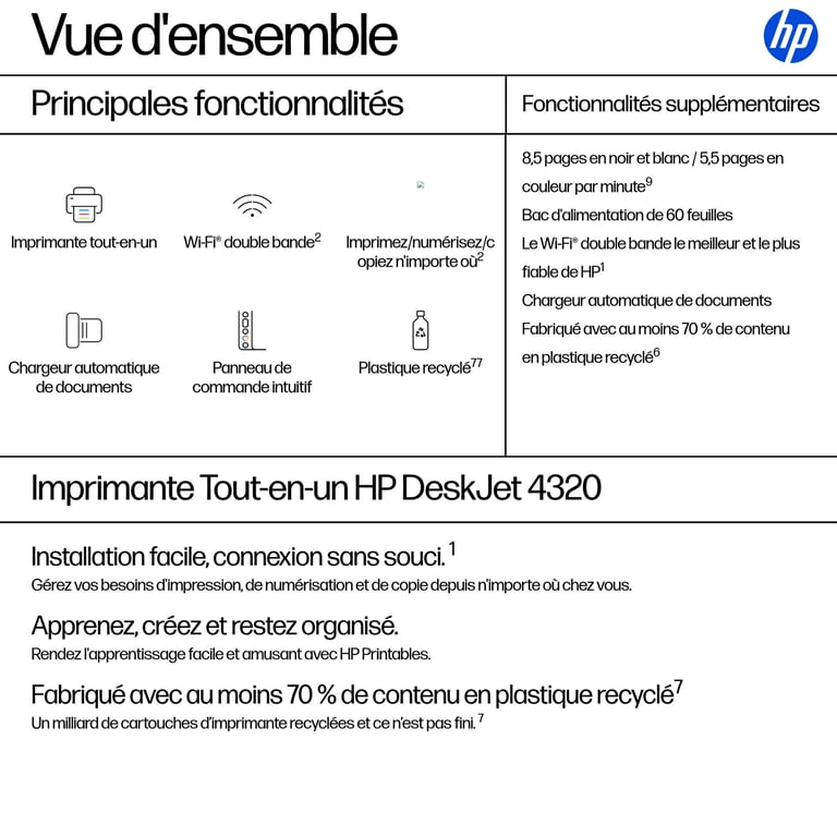 HP DeskJet 4320 Sans fil All-in-One Couleur Imprimante - Excellent état Parfait état Hewlett-Packard reconditionné photo 2 | Dero