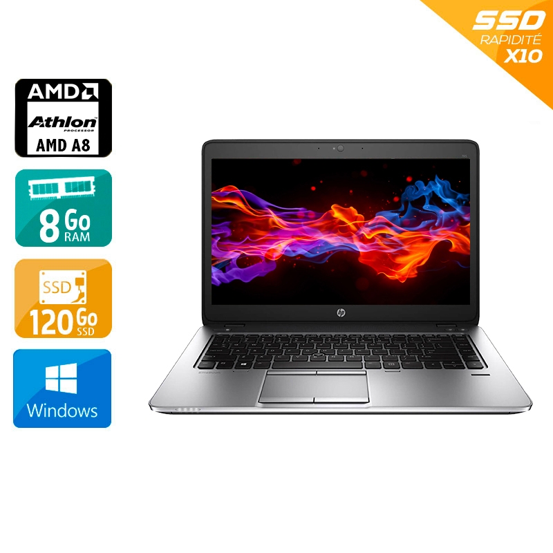 HP EliteBook 725 G3 12,5'' AMD A8 - 8Go RAM 120Go SSD Windows 10 État correctOccasion certifiée reconditionnée Bon état reconditionné disponible sur Kiatoo