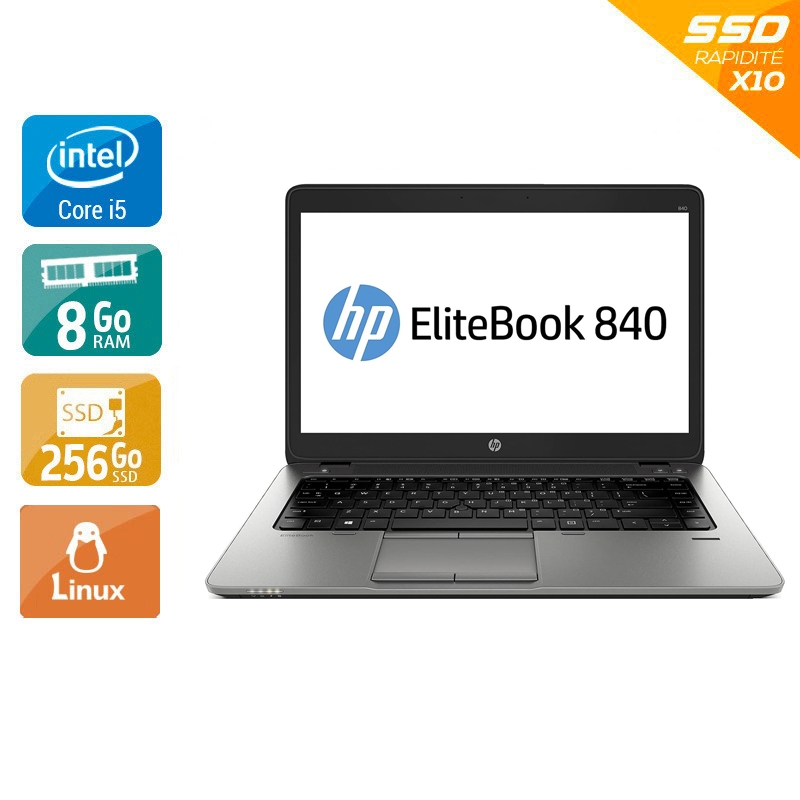 HP EliteBook 840 G8 14'' i5 Gen 11 - 8Go RAM 256Go SSD Linux État correctOccasion certifiée reconditionnée Bon état reconditionné disponible sur Kiatoo