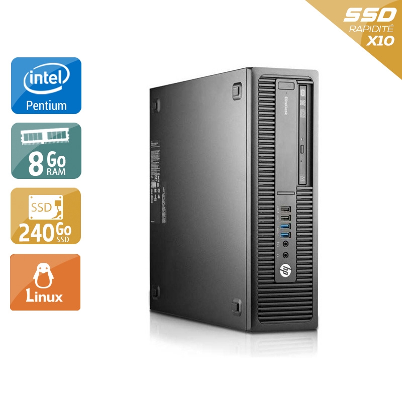 HP EliteDesk 800 G1 SFF Pentium G Dual Core - 8Go RAM 240Go SSD Linux État correctOccasion certifiée reconditionnée Bon état reconditionné disponible sur Kiatoo