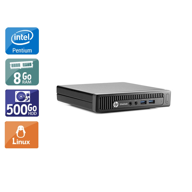 HP EliteDesk 800 G1 TINY Pentium G Dual Core - 8Go RAM 500Go HDD Linux État correctOccasion certifiée reconditionnée Bon état reconditionné disponible sur Kiatoo