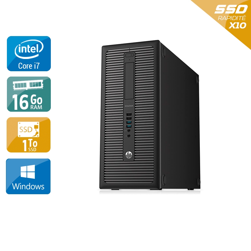 HP EliteDesk 800 G1 Tower i7 - 16Go RAM 1To SSD Windows 10 Très bon étatOccasion certifiée reconditionnée Bon état reconditionné disponible sur Kiatoo