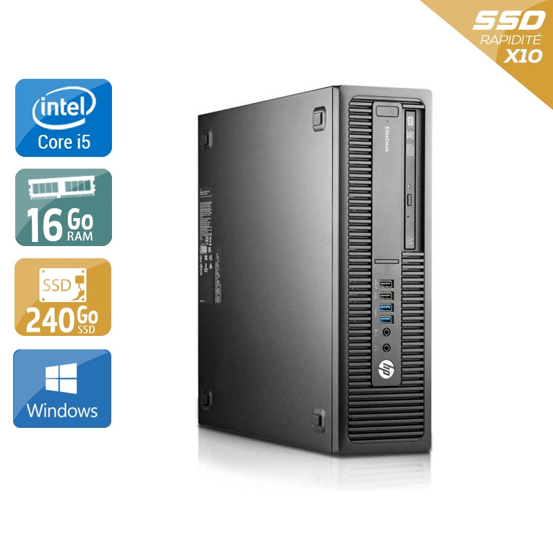 HP EliteDesk 800 G2 SFF i5 Gen 6 - 16Go RAM 240Go SSD Windows 10 État correctOccasion certifiée reconditionnée Bon état reconditionné disponible sur Kiatoo