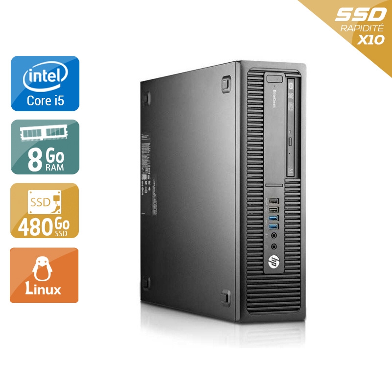 HP EliteDesk 800 G2 SFF i5 Gen 6 - 8Go RAM 480Go SSD Linux Bon étatOccasion certifiée reconditionnée Bon état reconditionné disponible sur Kiatoo