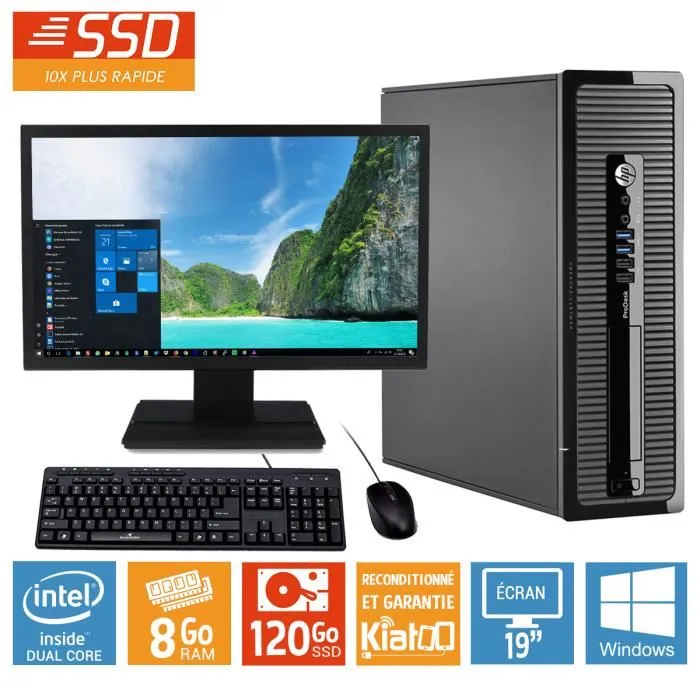 HP - Ordinateur bureau - ProDesk 400 G1 - Pentium Dual Core - RAM 8Go - Stockage 120Go SSD - 19 pouces - Windows 8 Reconditionné - 319,00 € HP - Ordinateur bureau - ProDesk 400 G1 - Pentium Dual Core - RAM 8Go - Stockage 120Go SSD - 19 pouces - Windows 8 Reconditionné Hewlett-Packard reconditionné disponible sur Cdiscount Seconde Vie