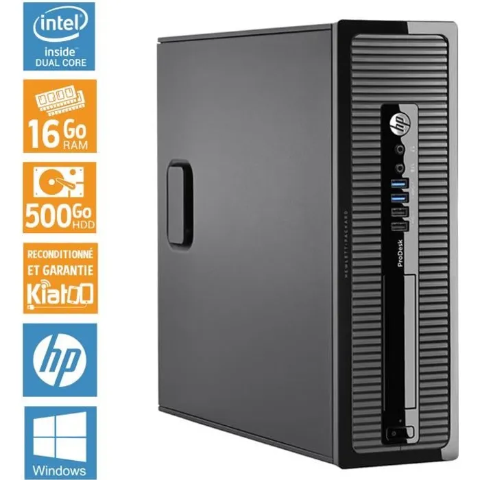 HP - Ordinateur de Bureau ProDesk 400 G1 - Pentium Dual Core - RAM 16Go - HDD 500Go - Reconditionné Reconditionné - 199,00 € HP - Ordinateur de Bureau ProDesk 400 G1 - Pentium Dual Core - RAM 16Go - HDD 500Go - Reconditionné Reconditionné Hewlett-Packard reconditionné disponible sur Cdiscount Seconde Vie