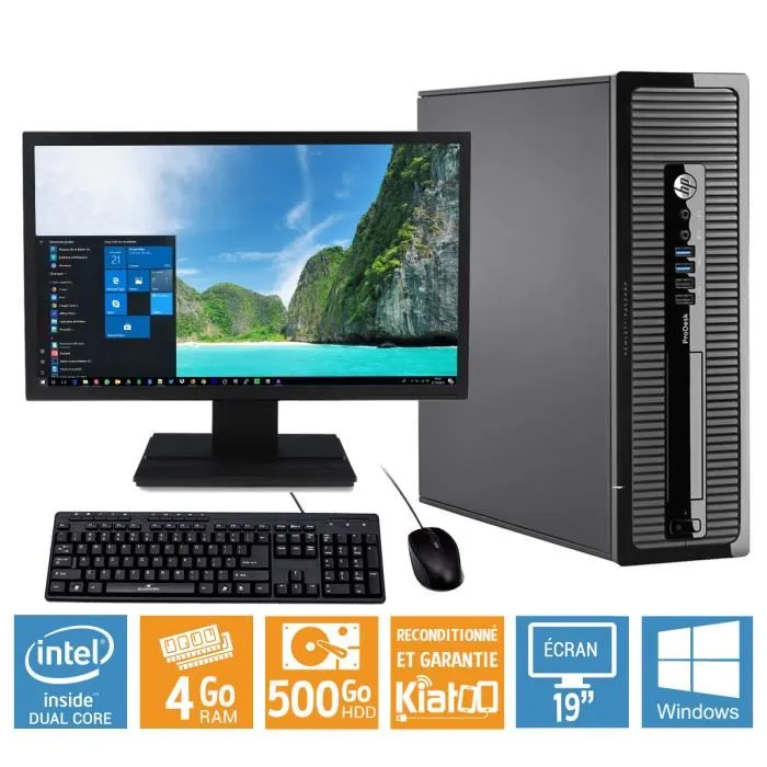 HP - Ordinateur de bureau - ProDesk 400 G1 - Pentium Dual Core - RAM 4Go - Stockage 500Go - 19 - Windows 8 - Reconditionné Reconditionné - 229,00 € HP - Ordinateur de bureau - ProDesk 400 G1 - Pentium Dual Core - RAM 4Go - Stockage 500Go - 19 - Windows 8 - Reconditionné Reconditionné Hewlett-Packard reconditionné disponible sur Cdiscount Seconde Vie
