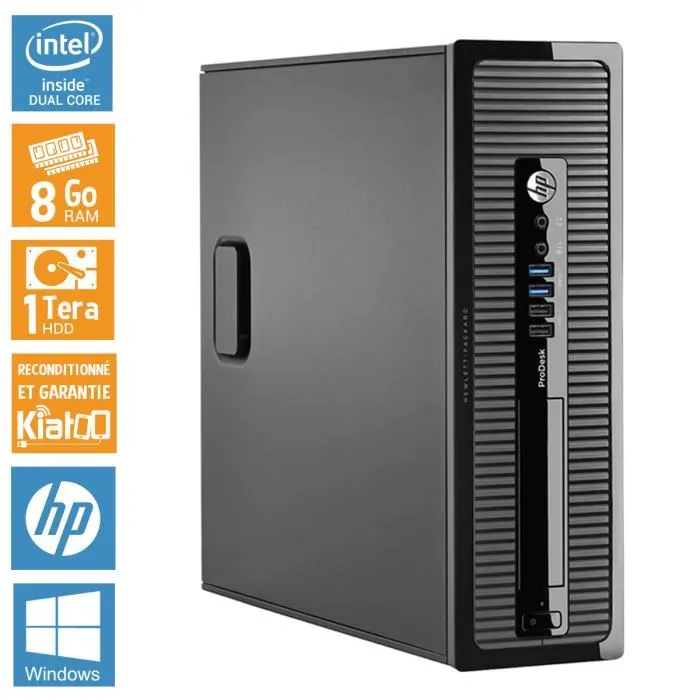 HP - PC Bureau ProDesk 400 G1 - Pentium Dual Core - RAM 8 Go - Stockage 1 To HDD - Windows 8 - Reconditionné Reconditionné - 289,00 € HP - PC Bureau ProDesk 400 G1 - Pentium Dual Core - RAM 8 Go - Stockage 1 To HDD - Windows 8 - Reconditionné Reconditionné Hewlett-Packard reconditionné disponible sur Cdiscount Seconde Vie | Dero