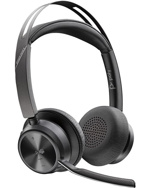 HP Poly Voyager Focus 2 - Micro-casque - sur-oreille - Bluetooth - sans fil - Suppresseur de bruit actif - USB-C via un adaptateur Bluetooth, USB-A via adaptateur Bluetooth - noir - certifié Zoom, Certifié pour Microsoft Teams État correct N/A reconditionné disponible sur Fnac