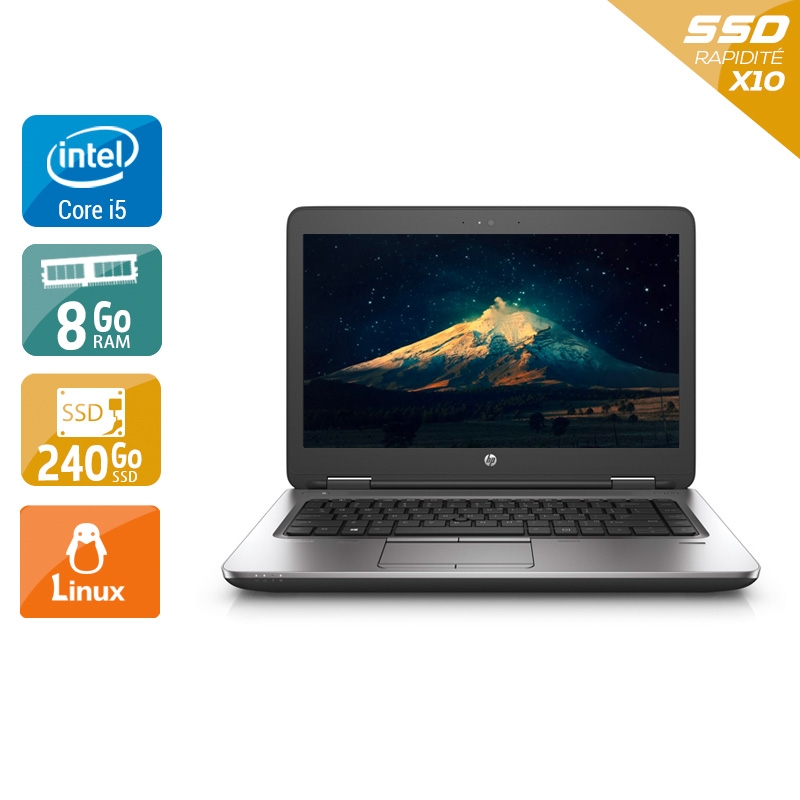 HP Probook 640 G2 14'' i5 Gen 6 - 8Go RAM 240Go SSD Linux - Etat du Produit : Très bon état Très bon étatOccasion certifiée reconditionnée Bon état reconditionné disponible sur Kiatoo
